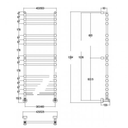 Полотенцесушитель водяной Margaroli Sole 464TS4714CR