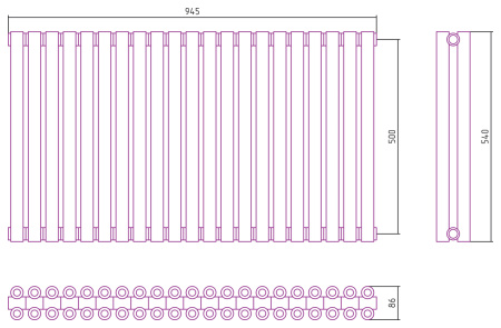 Полотенцесушитель Водяной Сунержа Эстет-00 (50х94) 21 секция Матовое Золото 032-0332-5021