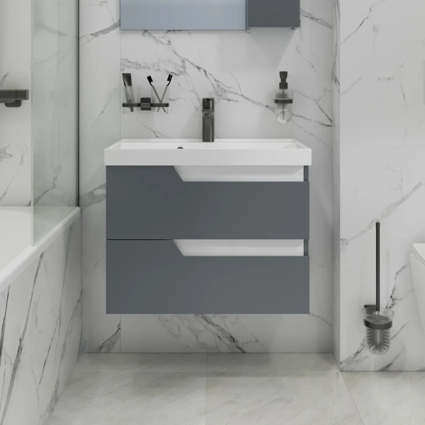 Тумба под раковину Санта Антарес 700521 без раковины, графит матовый