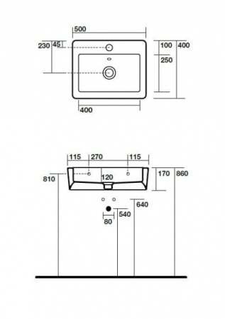 Раковина подвесная (50х40) Kerasan Ego 324101*1 белая