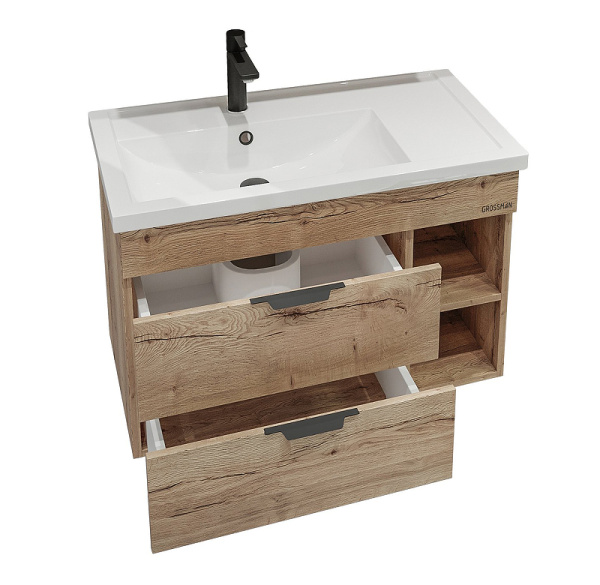 Тумба подвесная Grossman ФОРТА-80 см 108004 с 2-я ящ, дуб галифакс