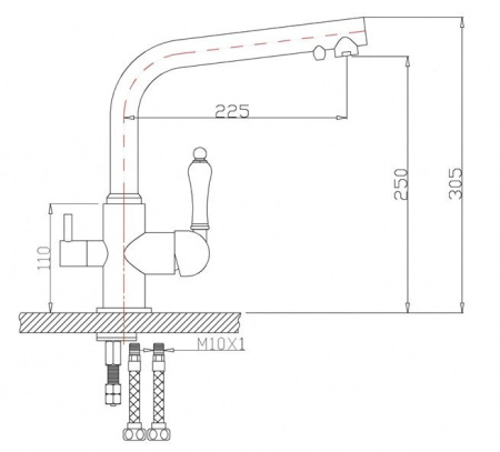 Смеситель для кухни с подключением к фильтру Zorg ZR 313 YF-33 BR