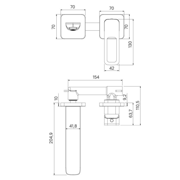 Смеситель для умывальника встраиваемый IDDIS Slide (SLISB00i65)