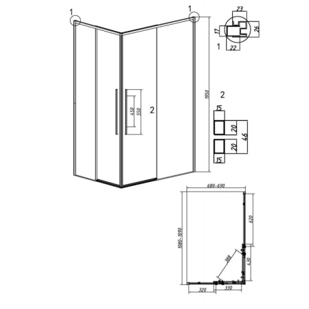 Душевой уголок (110х70) Grossman Galaxy 300.K33.01.1170.32.00