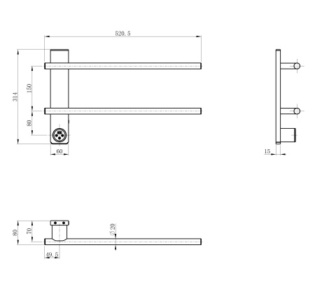Полотенцесушитель электрический WONZON & WOGHAND NÜRNBERG, брашированный никель WW-AL342-BR
