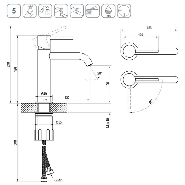 Смеситель для раковины Ravak Espirit BeCool ES 012.01CR X070394 хром