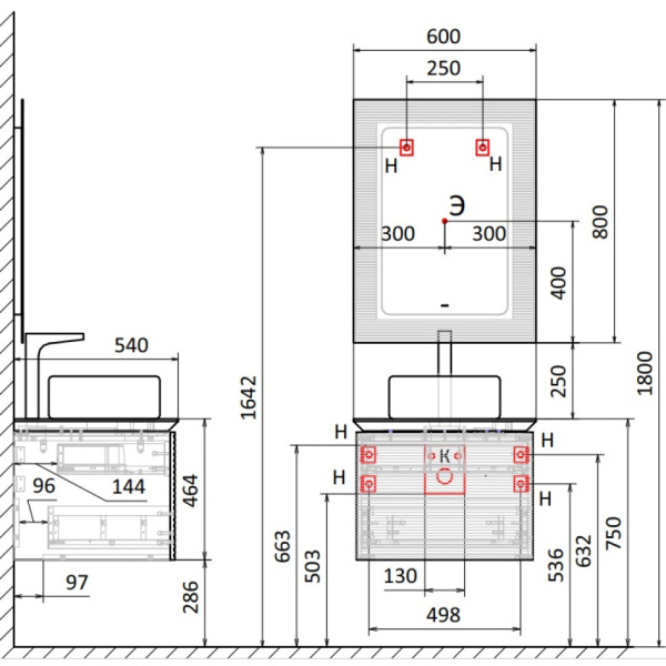 Зеркало Jorno Karat 60 Kar.02.60/P/W