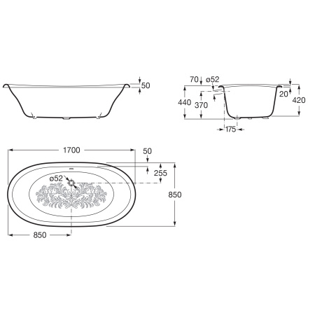Ванна чугунная Roca Newcast (170x85) 233650007