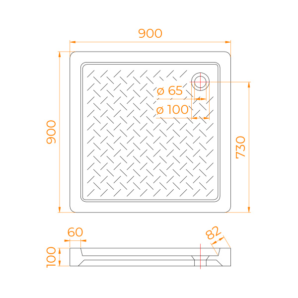 Душевой поддон (90х90)  RGW CR B 19170199-04