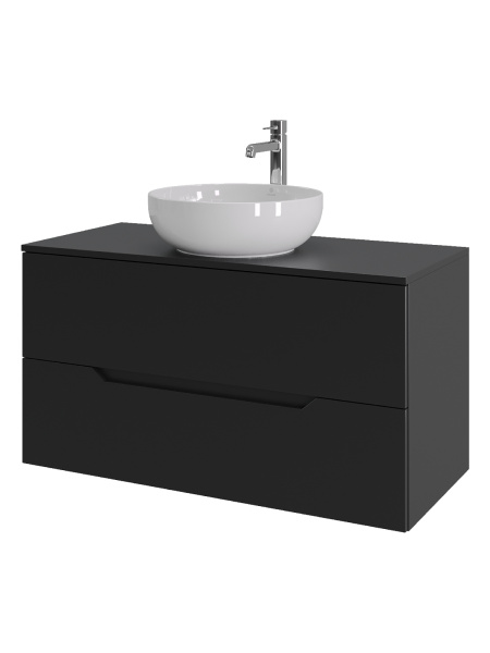 Тумба с раковиной подвесная 100 см, Orange Line Li-100TubMDF+B07-420W черный/белый