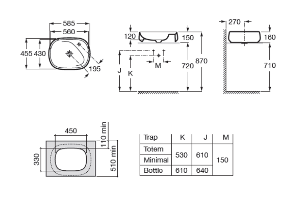 Раковина накладная (56х43) Roca Beyond 3270B8630 жемчуг матовый