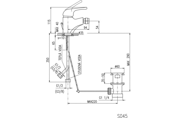 Смеситель для биде Rav Slezak Sazava SA345.5