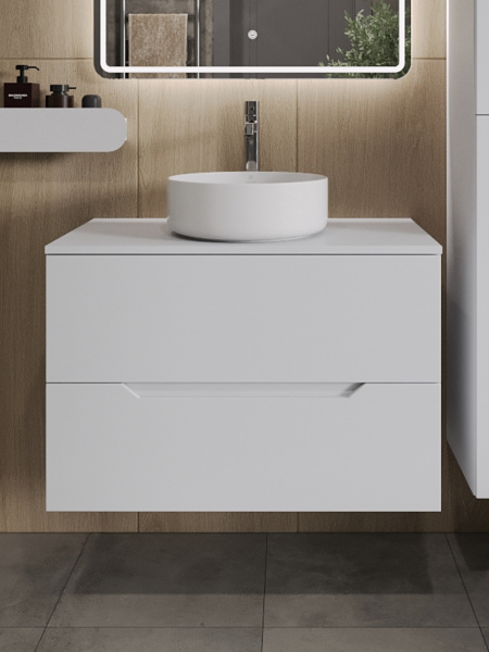 Тумба с раковиной подвесная 80 см, Orange Line Li-80TuwMDF+B09-360W белый