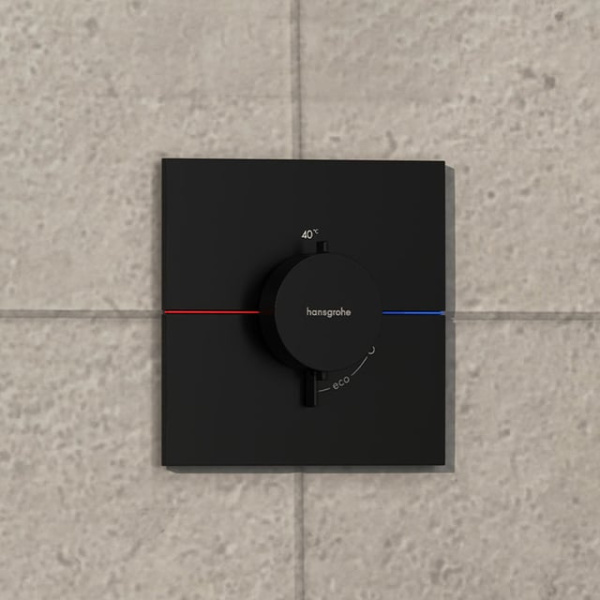 Термостат для душа с регулировкой напора Hansgrohe ShowerSelect Comfort E 15574670 матовый черный