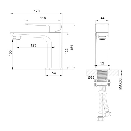 Смеситель для раковины Oliveeka OL-139003-MB, чёрный матовый