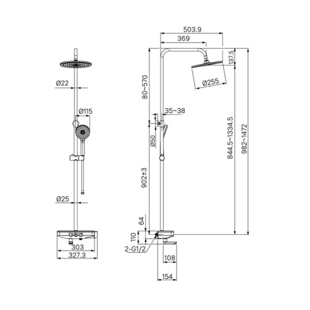 Душевая система IDDIS Shelfy (SHEWTBTi06)