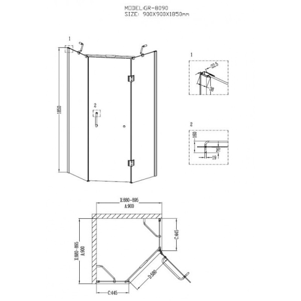 Душевой уголок (90х90) Grossman Classic GR-8090