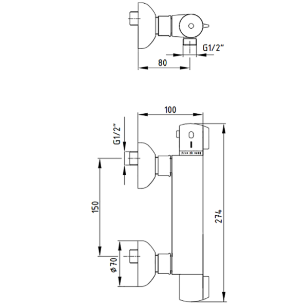 Термостатический смеситель для душа E.C.A Thermostatic 102102341EX