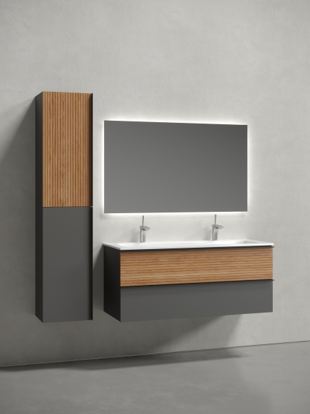 Тумба под раковину Sancos  Delta DL120GR дуб красный/графит