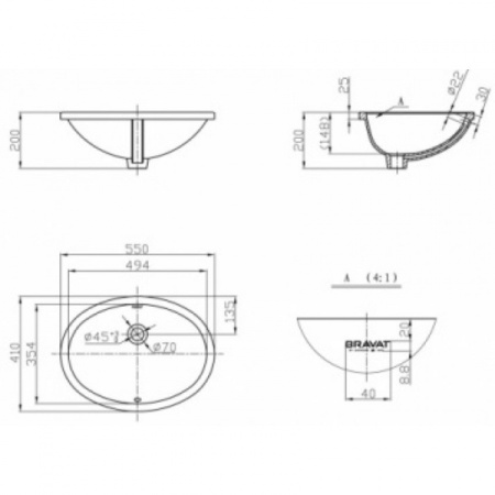 Раковина Bravat C22102W-ENG