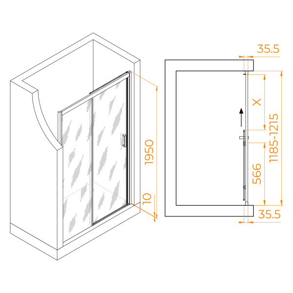 Душевая дверь 120 см RGW Passage PA-017 350801712-11 прозрачное