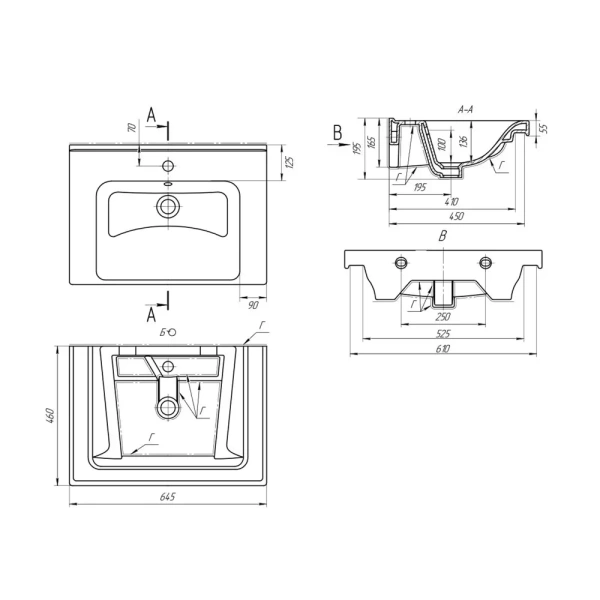 Тумба с раковиной Misty Натали 65 УТ000012645