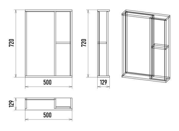 Зеркало-шкаф (50х72) Misty Кедр 50 правый П-Кед04050-011П
