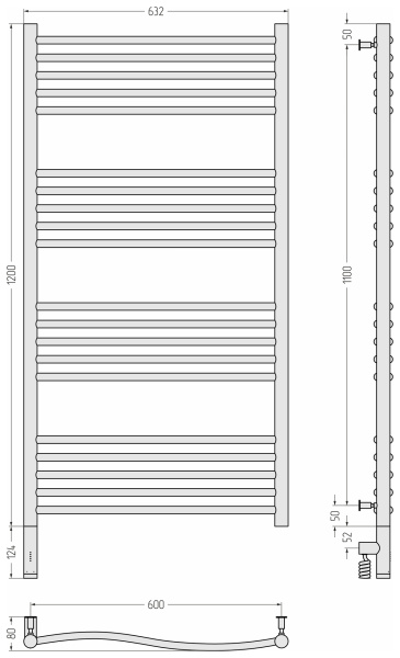 Полотенцесушитель электрический (120х60) Cунержа Флюид 3.0  00-5820-1260 левый