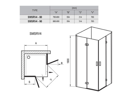 Душевой уголок Ravak Smartline SMSRV4-80 80x80 1SV44A00Z1