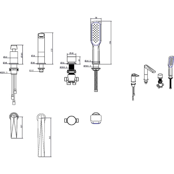 Смеситель для ванны Boheme Venturo 370-SGM