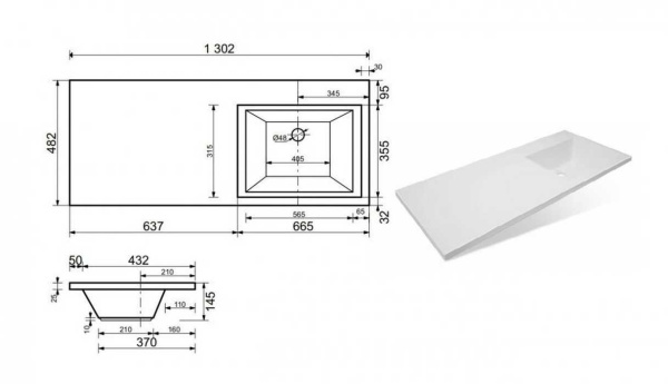 Тумба под стиральную машину подвесная Style Line Даллас СС-00000600 белый