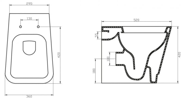 Унитаз приставной BelBagno Romina BB121CB