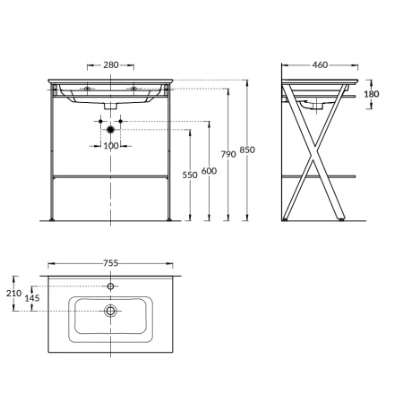 Консоль под раковину Kerama Marazzi Piano Next 75 PIA.N.75\BLK