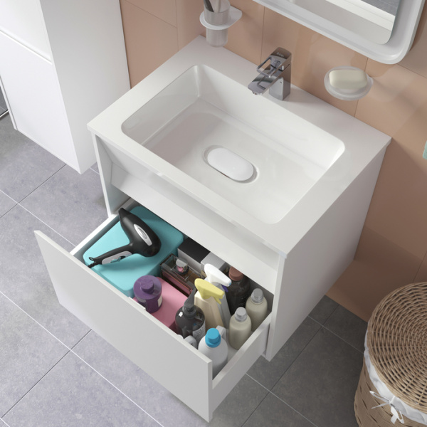 Тумба с умывальником IDDIS подвесная с ящиками белая Esper 60 см (ESP60W0i95K)