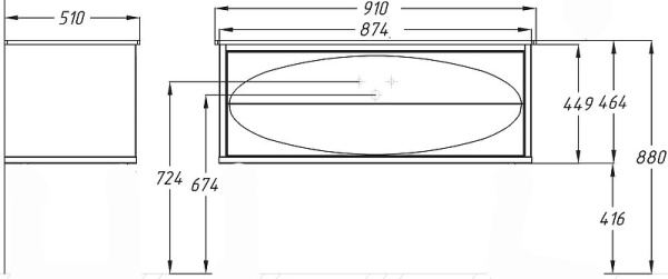 Тумба под раковину Opadiris Ибица 90  00-00003607  белый/золото (без раковины)
