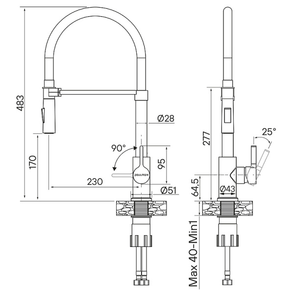 Смеситель для кухни Paulmark Halt Ha214021-SBG