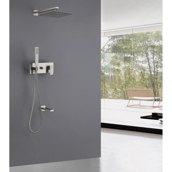 Душевой комплект ABBER Daheim AF8217SP скрытого монтажа с изливом, сатин