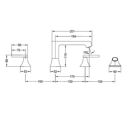 Смеситель на борт ванны Villeroy & Boch Classic TVT10100100061