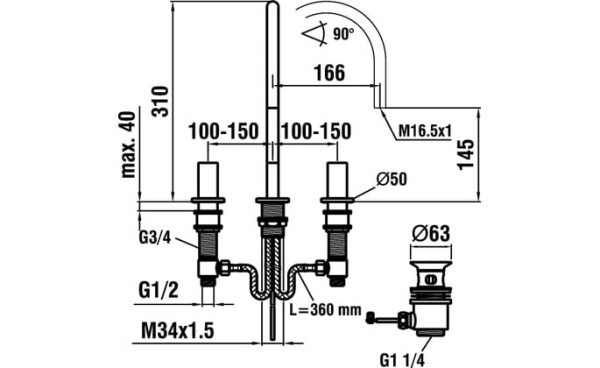 Смеситель для раковины, с донным клапаном Laufen Kartell 3.1233.3.004.221.1 Смеситель для раковины, с донным клапаном Laufen Kartell 3.1233.3.004.221.1