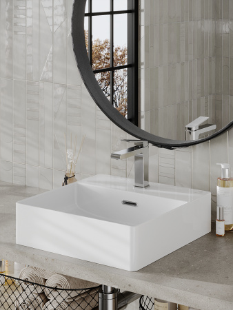 Раковина накладная (41х42) Orange  B04-405W белый глянец