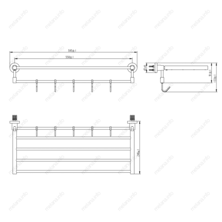 Полка для полотенец с крючками Melana MLN-S2221