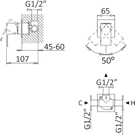Смеситель для душа Cezares Porta PORTA-DIM-BIO