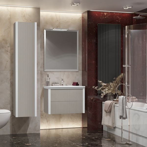 Тумба под раковину Opadiris Рубинно 80 00-00007340  серый глянцевый (без раковины)