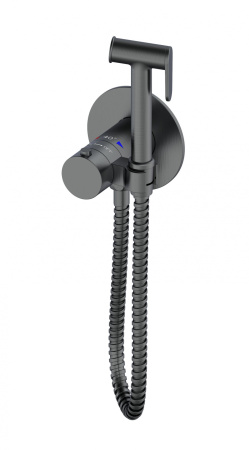 Смеситель с гигиеническим душем и термостатом встраиваемый WONZON & WOGHAND, темный графит WW-88829909-BGM