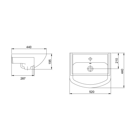 Раковина встраиваемая Onika Акватон 52 1.3120.1.S00.11B.0