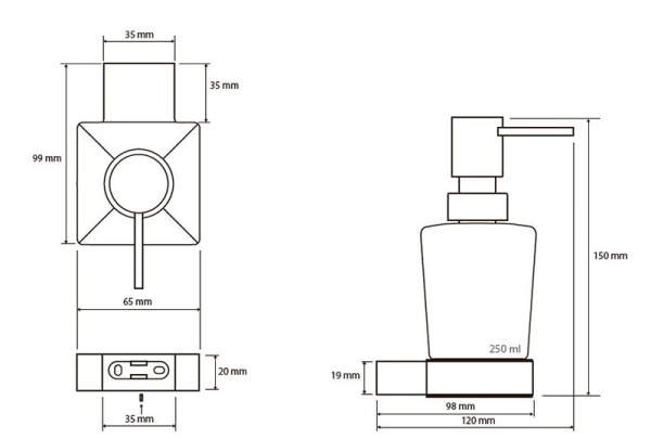 Настенный дозатор для жидкого мыла Bemeta Via 135009042