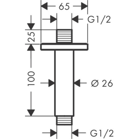 Потолочный кронштейн 100 мм Hansgrohe Vernis Shape 26406670, черный матовый