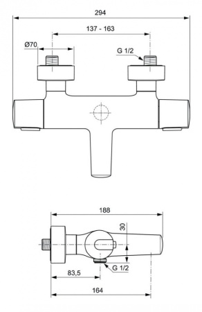 Термостат для ванны с душевым набором Ideal Standard CERATHERM 100 A4624AA