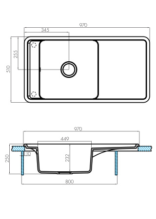 Кухонная мойка Aquaton Беллис 97 1A725132BS250 серый шелк