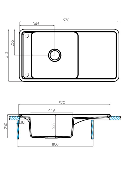 Кухонная мойка Aquaton Беллис 97 1A725132BS290 шампань